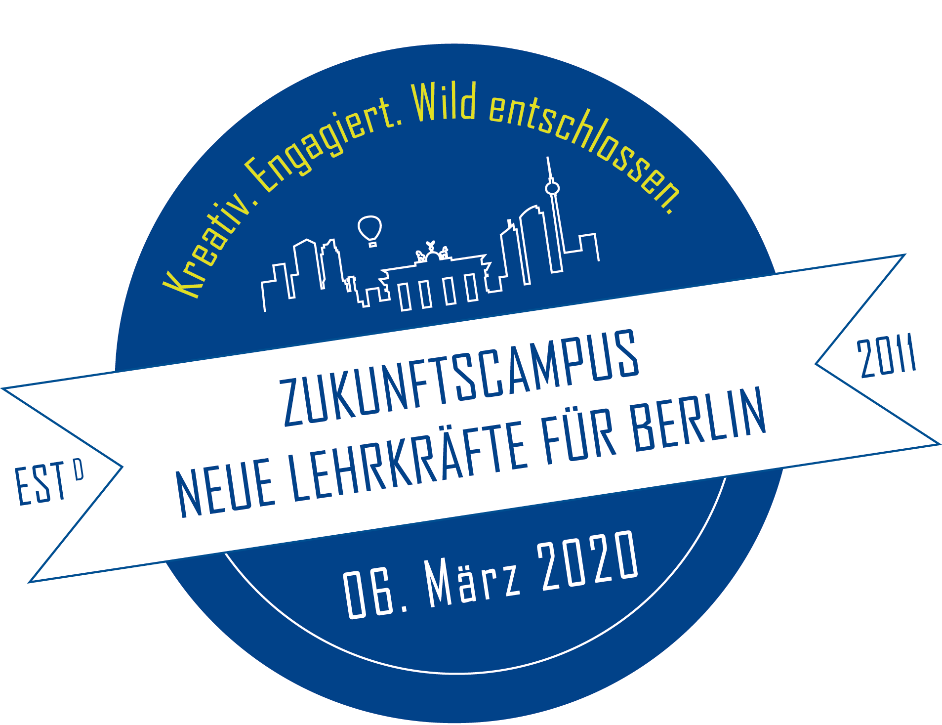 Logo Zukunftscampus 2020 Blau weiss mit Rand HU