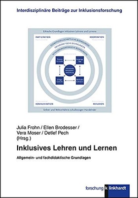 Zu sehen ist das Buchcover des Bandes zum inklusiven Lehren und Lernen. Über dem Buchtitel ist das Didaktische Modell für inklusives Lehren und Lernen abgebildet.