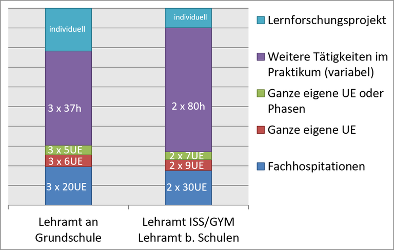 Stundenaufteilung im Praxissemester an der Schule